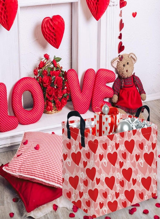 FXOCSHE Rectangular Pink Valentine's Day Gift Basket,nursery basket,Pink girls gift baskets,kids toy storage Bin, Love Heart Room Decor for Home,Shelf Baskets(More Love) - Image 5